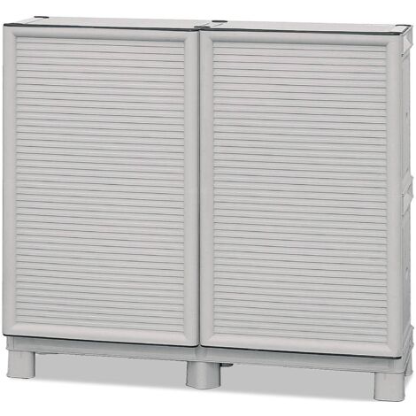 Dmora Mehrzweckschrank für den Außen und Innenbereich, 2 türiges Mobile und 1 Polypropylen Regal, 100% Made in Italy, 100x39h92 cm, hellgraue Farbe
