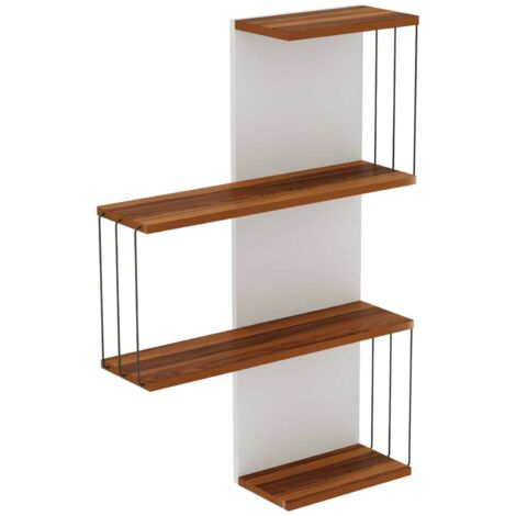 Dmora - Mensola Hadar, Scaffale, Ripiano a muro, Scaffalatura multiuso, 64x19h96 cm, Quercia e Bianco, con imballo rinforzato, con imballo rinforzato