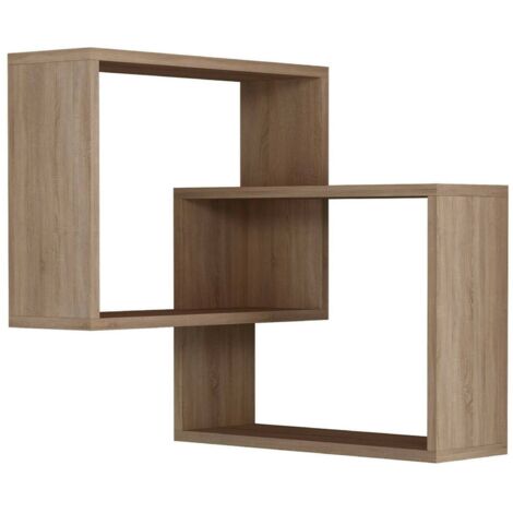 Dmora - Mensola Leslie, Scaffale, Ripiano a muro, Scaffalatura multiuso, 68x60h68 cm, Quercia