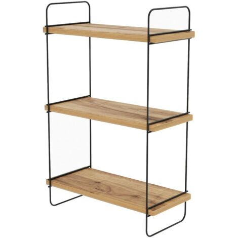 Dmora - Mensola Luce, Scaffale, Ripiano a muro, Scaffalatura multiuso, 40x20h66 cm, Quercia