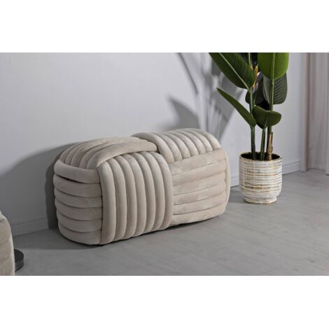 Dmora - Mesa Calcea, Banco multiusos, Asiento de invitados, Cofre multifuncional, 90x45 h45 cm, Crema