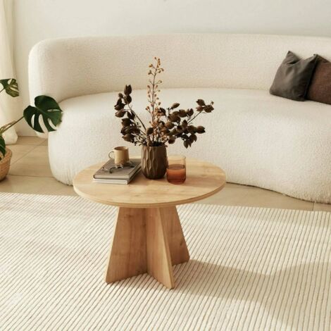 Dmora - Mesa de café Dkluiver, Mesa de centro baja, Revistero para sofá, Estante de la sala de estar, 60x60h40 cm, Roble