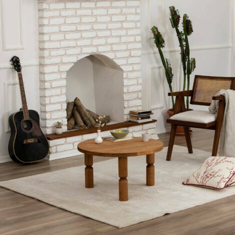 Dmora - Mesa de café Vesta, Mesa de centro baja, Revistero para sofá, Estante de la sala de estar, 70x70h40 cm, Roble, con embalaje reforzado