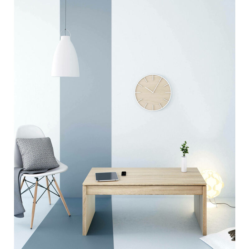 

Mesa de centro con tablero elevable y espacio de almacenamiento, color roble, 102 x 43 x 50 cm (altura ajustable de 43 a 54 cm) - Dmora