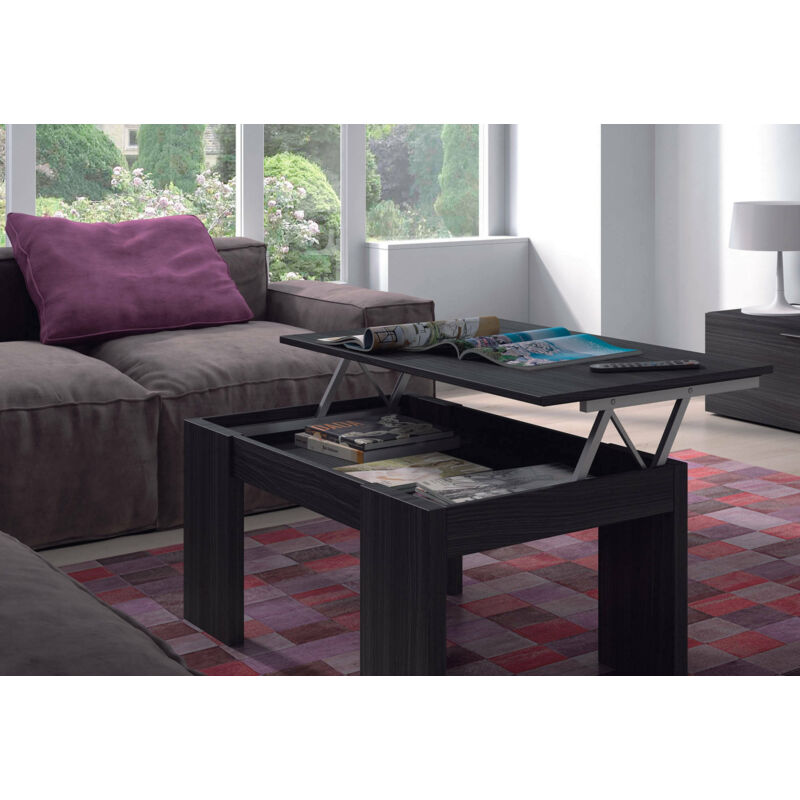 

Mesa de centro con tablero elevable y espacio de almacenamiento, 100 x 43 x 50 cm (la altura se puede elevar de 43 a 54 cm), color gris ceniza - Dmora