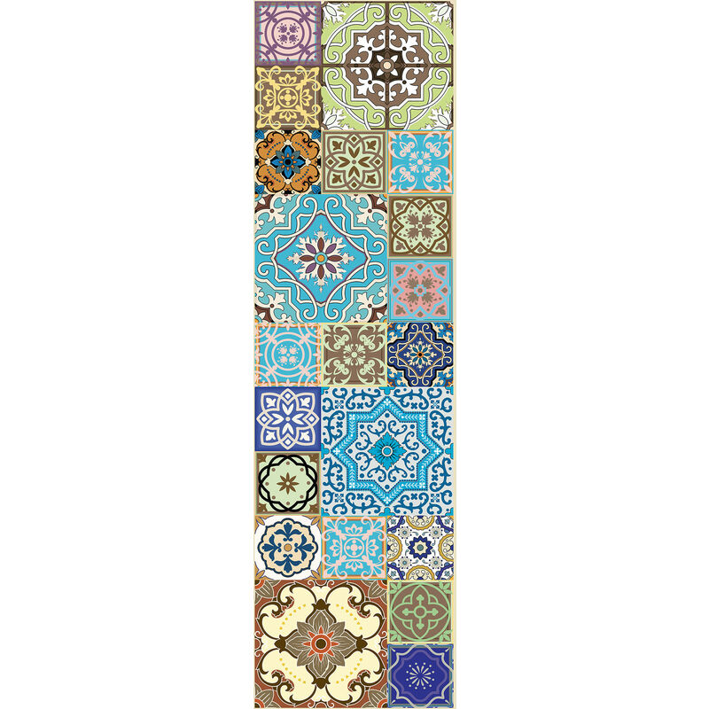 

Camino de cocina, 100% Made in Italy, Alfombra antimanchas con impresión digital, Camino antideslizante y lavable, Modelo Maiolica - Alliaume, cm