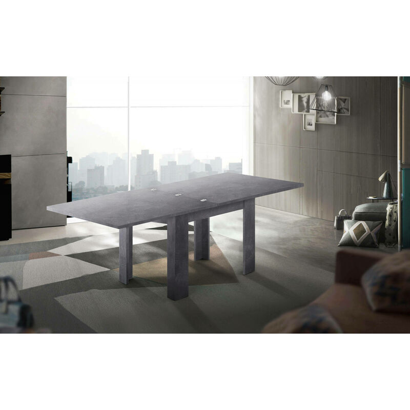 

Dmora Mesa de comedor Dmora con apertura para libros, Made in Italy, Consola auxiliar de cocina, Mesa extensible, 90x90h75 cm, Color gris pizarra