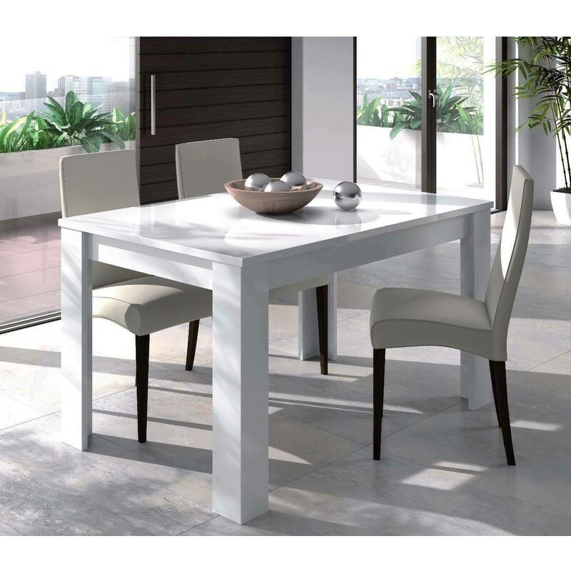 

Mesa Caruso para comedor extensible, color blanco brillo, 78 x 140 x 90 cm - Dmora