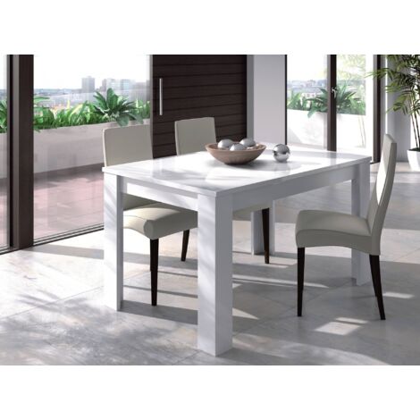 Dmora Mesa de comedor extensible, color blanco mate, Medidas 140 x 78 x 90 cm, con embalaje reforzado