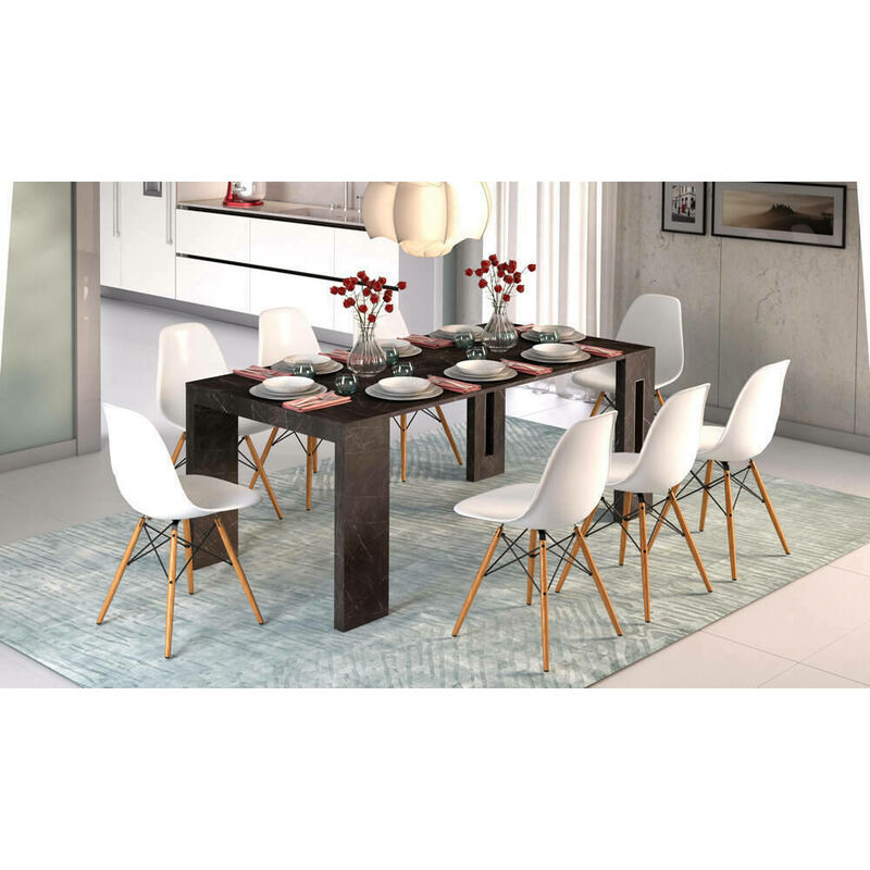 

Dmora Mesa de comedor extensible, Consola extensible, Mesa moderna con extensiones y soporte de extensiones, 100% Made in Italy, cm 80x44 / 186h76,