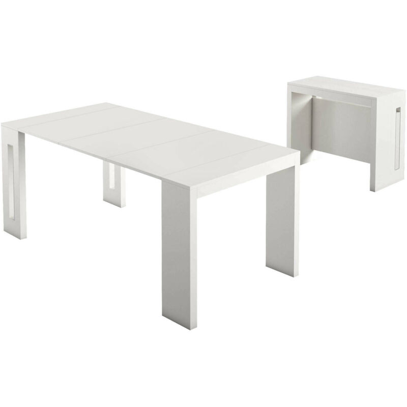 

Mesa de comedor extensible, Consola extensible, Mesa moderna con extensiones y soporte para extensiones, 100% Made in Italy, cm 80x44 / 186h76, Color
