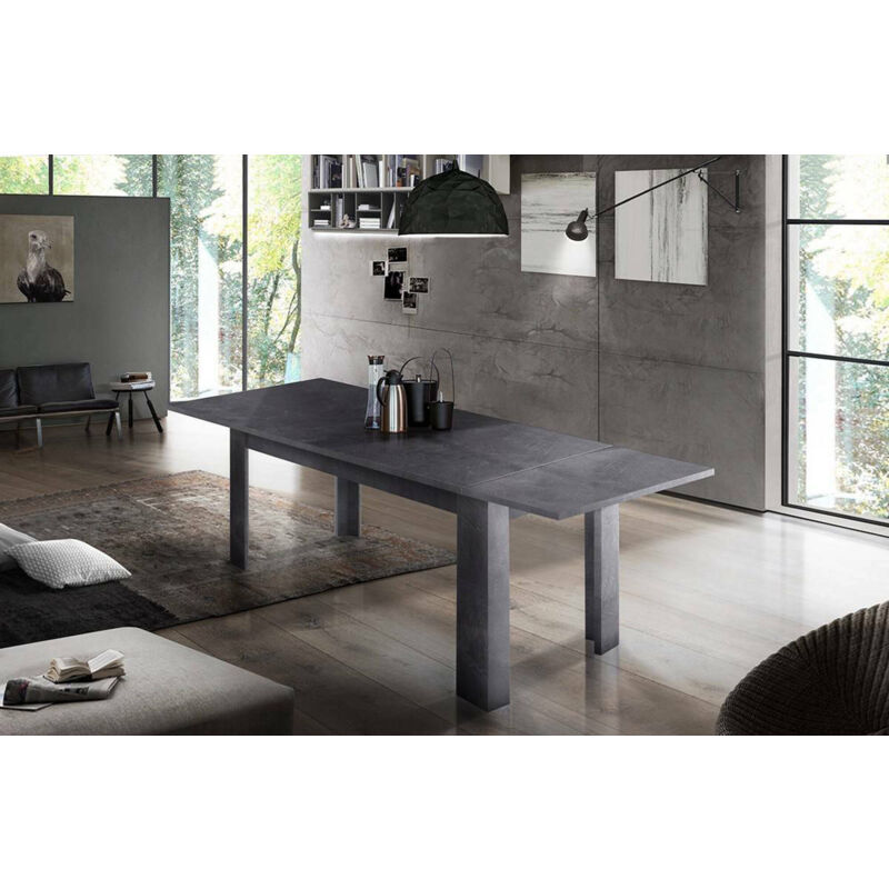 

Mesa de comedor extensible Made in Italy, Mesa moderna con extensiones, Consola extensible, 140 / 190x90h75 cm, Color gris pizarra - Dmora
