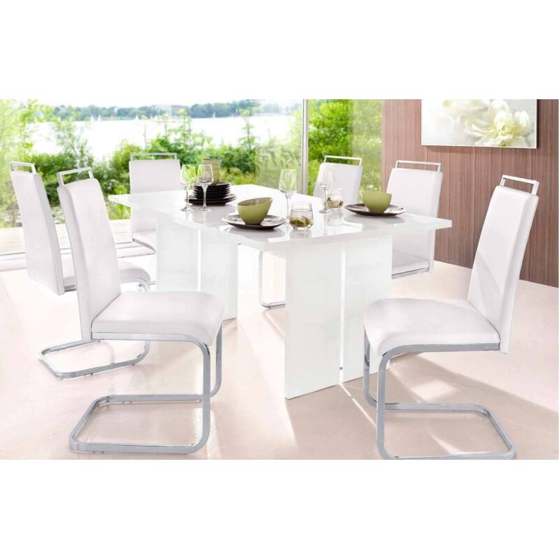

Mesa de comedor moderna fija Made in Italy, Mesa de diseño rectangular, Mesa de cocina, 160x90h75 cm, Color blanco brillante - Dmora