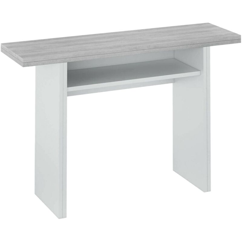 

Mesa plegable mesa auxiliar resellable, con tapa abatible para libros, cm 12x35h77, color blanco y cemento - Dmora
