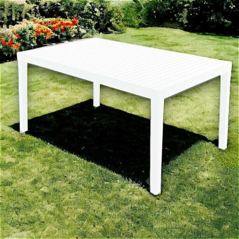 Dmora - Mesa de exterior Maratea, Mesa de comedor rectangular, Mesa de jardín multiusos, 100% Made in Italy, 150x90h72 Cm, Blanco