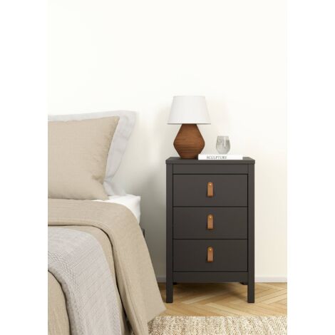Dmora - Mesa de noche Lombardia, Cómoda baja, Mesilla de noche, Estante de la cama, 44x38 h70 cm, Negro