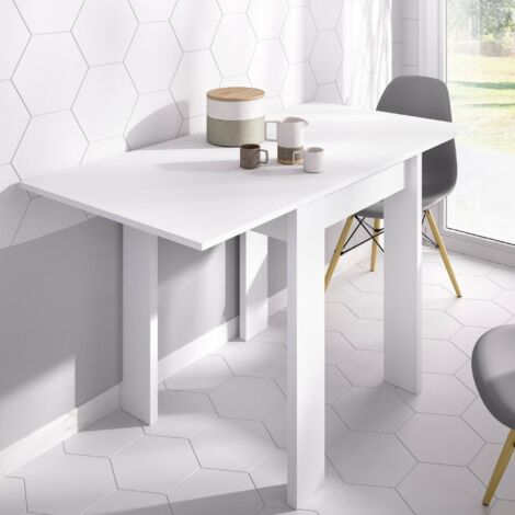 Dmora - Mesa extensible Comer, Consola extensible multiposición, Consola auxiliar plegable, 79/134x67h79 cm, Blanco
