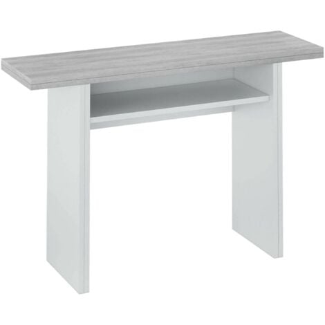 Dmora Mesa extensible con apertura para libros, gris, 120 x 77 x 35 cm, con embalaje reforzado