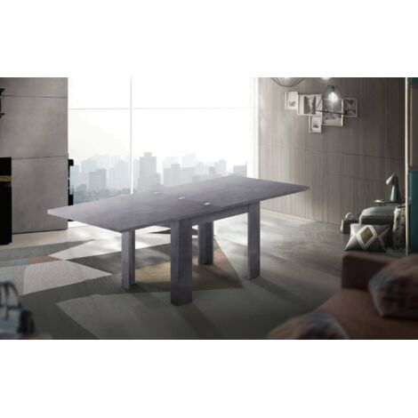 Dmora - Mesa Extensible Dlirol, Consola auxiliar de cocina, Mesa extensible, 100% Made in Italy, cm 90x90h75, Pizarra