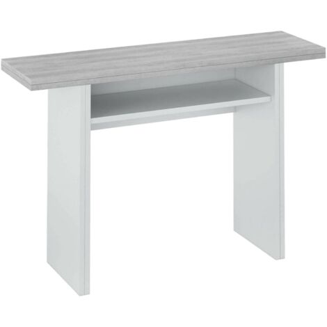 Dmora Mesa Extensible Garland 120x35x77 cm Blanco 4 Plazas, Mecanismo de Extensión Central