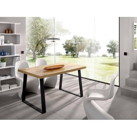 Dmora - Mesa fija Darrigh, Mesa de comedor multiusos, Mesa de comedor o cocina rectangular, 140x90h75 cms, Roble Nodi