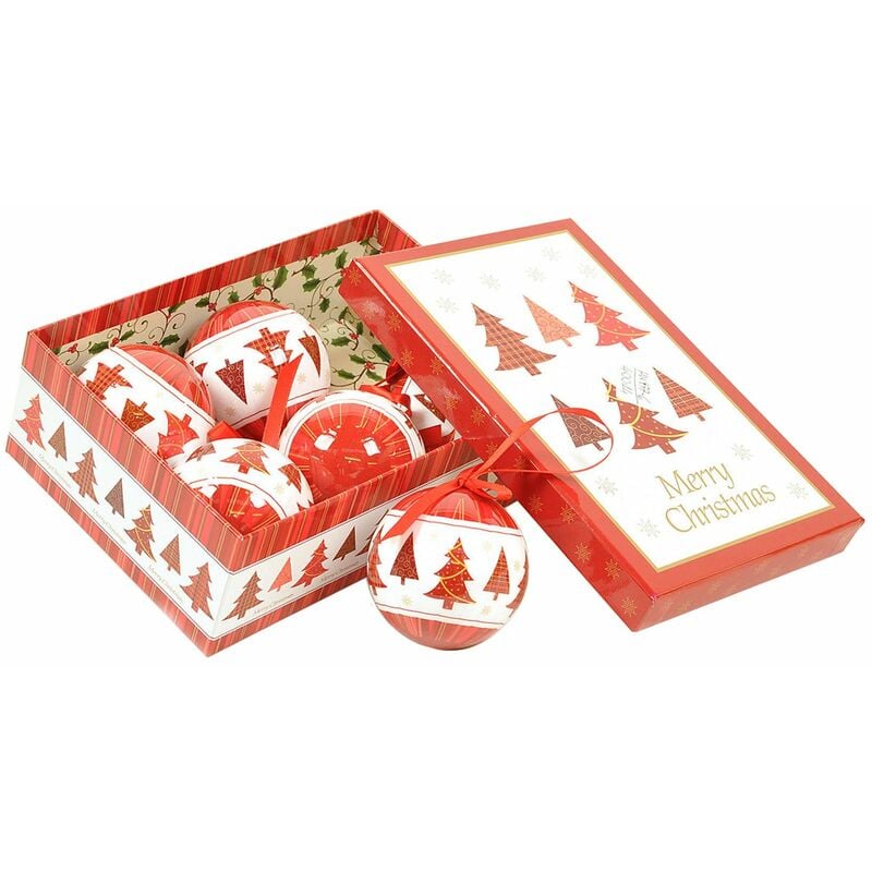 

Caja 6 bolas de Navidad, Adornos de patrón de árbol, Juego de surtido de bolas de Navidad, Caja de juego de árbol de Navidad, Diámetro 7,5cm, Color