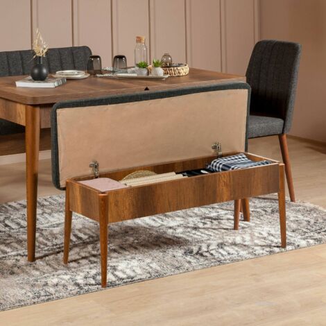 Dmora - Mesa Mirphak, Banco multiusos, Asiento de invitados, Cofre multifuncional, 110x40h48 cm, Nogal y Antracita, con embalaje reforzado