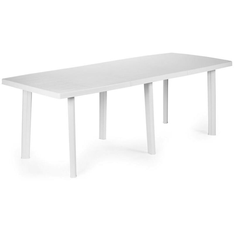 

Mesa extensible rectangular con 6 patas, Made in Italy, 144x90x72 cm (cerrada), color blanco - Dmora