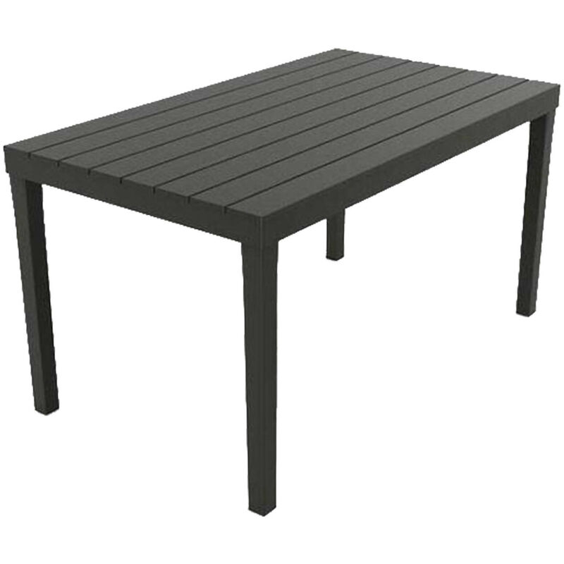 

Mesa de exterior rectangular polipropileno, efecto listón, Made in Italy, 138 x 78 x 72 cm, antracita - Dmora