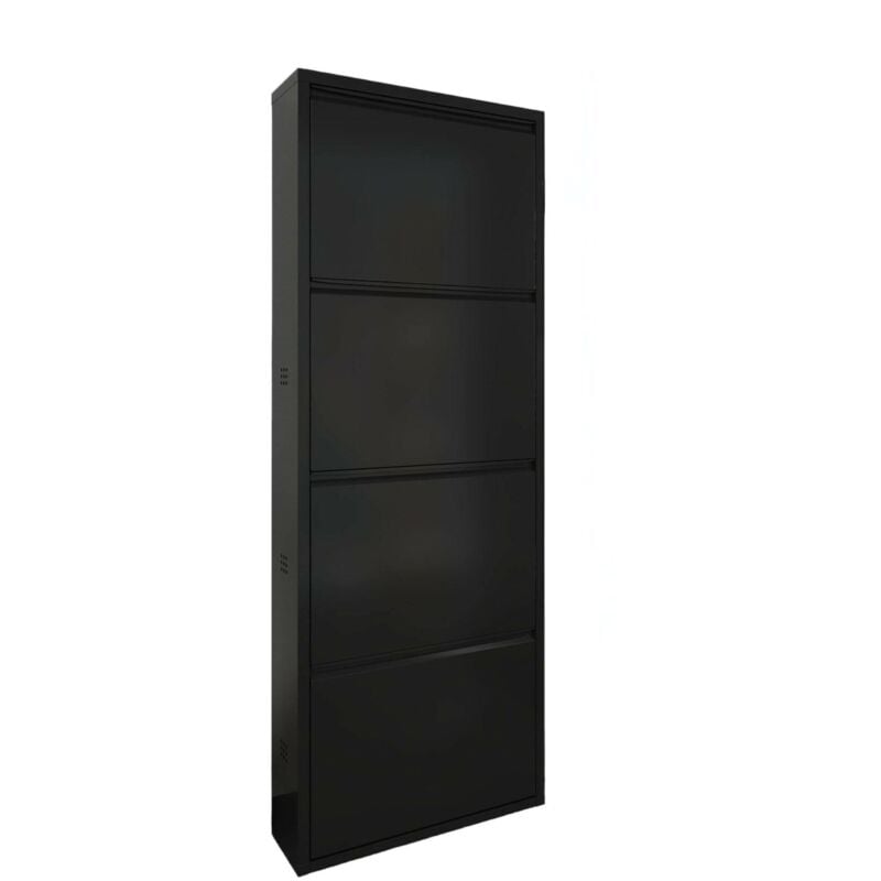 Dmora - Meuble à chaussures Danastasi, Meuble à chaussures, Armoire d'entrée polyvalente, Rangement pour chaussures, 50x15h138 cm, Noir