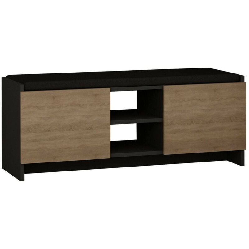 Meuble à chaussures Dbarrec, Meuble à chaussures, Armoire d'entrée polyvalente, Rangement pour chaussures, 110x37h43 cm, Anthracite et chêne - Dmora