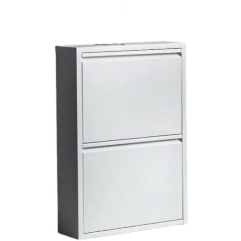 Dmora – Meuble à chaussures en métal 50x15x71 cm – Armoire d'entrée moderne – Rangement élégant pour chaussures – 2 portes rabattables - 50x15h71