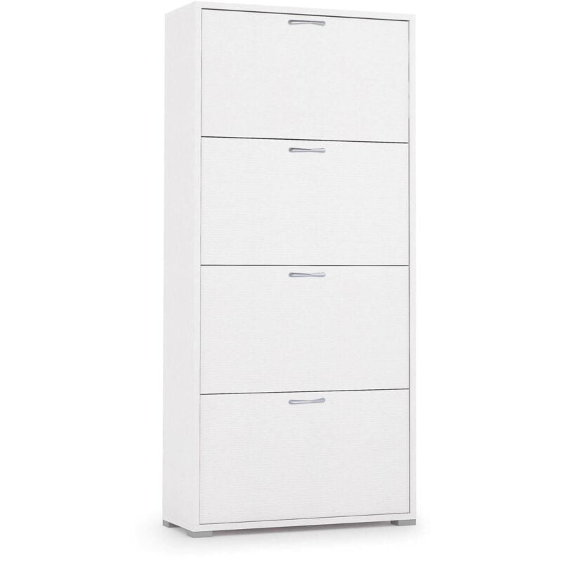 Dmora Meuble à chaussures Rosa, Meuble d'entrée polyvalent avec 4 portes abattantes, Meuble à chaussures double profondeur, Fabriqué en Italie, Cm