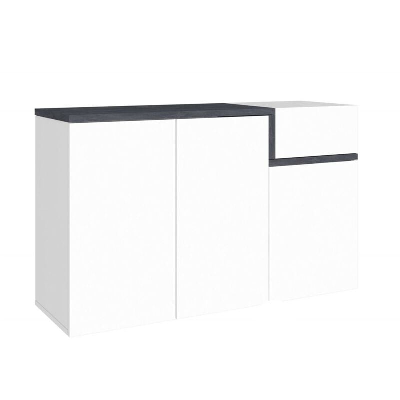 Dmora Range-chaussures moderne, Made in Italy, 3 portes et 1 porte abattante, Range-chaussures d'entrée, 120x40h80 cm, Blanc Brillant et Gris Ardoise