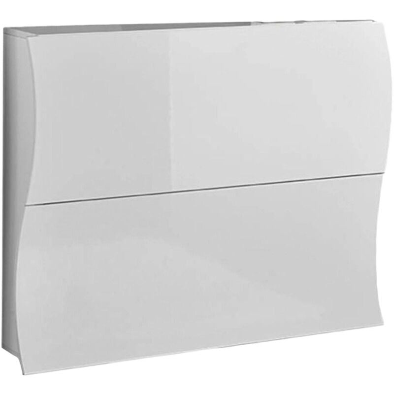 Tagère à chaussures moderne, Made in Italy, avec 2 portes battantes, Étagère à chaussures d'entrée, 101x27h82 cm, couleur blanc brillant - Dmora