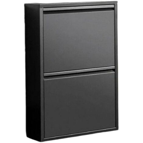 Dmora – Meuble à chaussures noir 50x15h71 cm – Armoire d'entrée en métal – Rangement compact pour chaussures – Design moderne