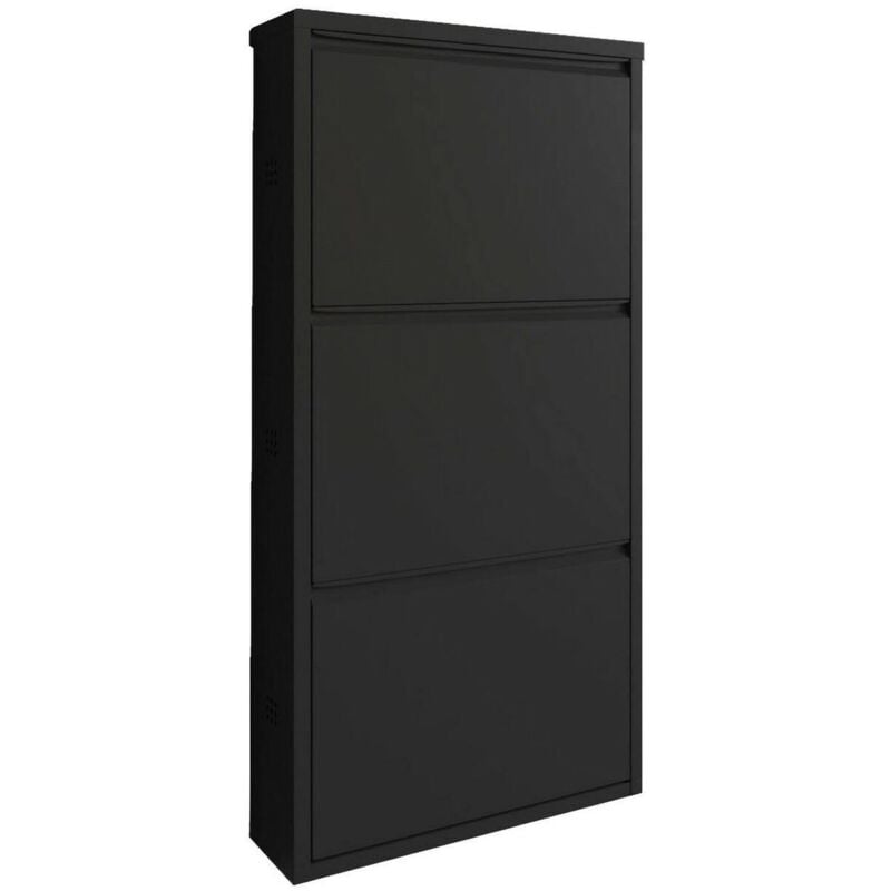 Dmora - Meuble à chaussures Danacleri, Meuble à chaussures, Armoire d'entrée polyvalente, Rangement pour chaussures, 50x15h104 cm, Noir