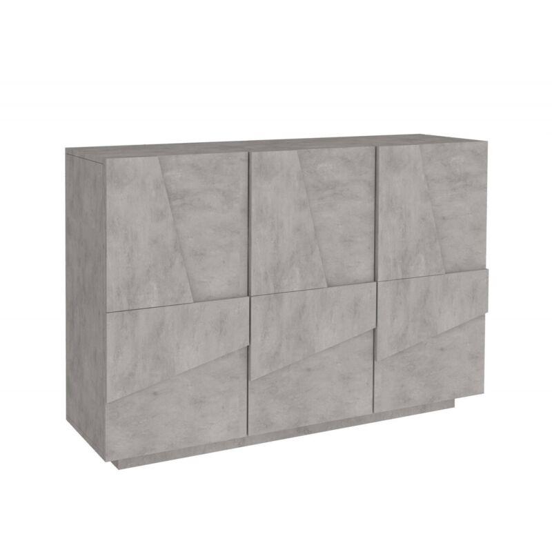 Meuble d'entrée avec 3 portes et étagères internes, Made in Italy, Hall d'entrée moderne, Buffet pour atrium, 121x38h86 cm, couleur Gris ardoise