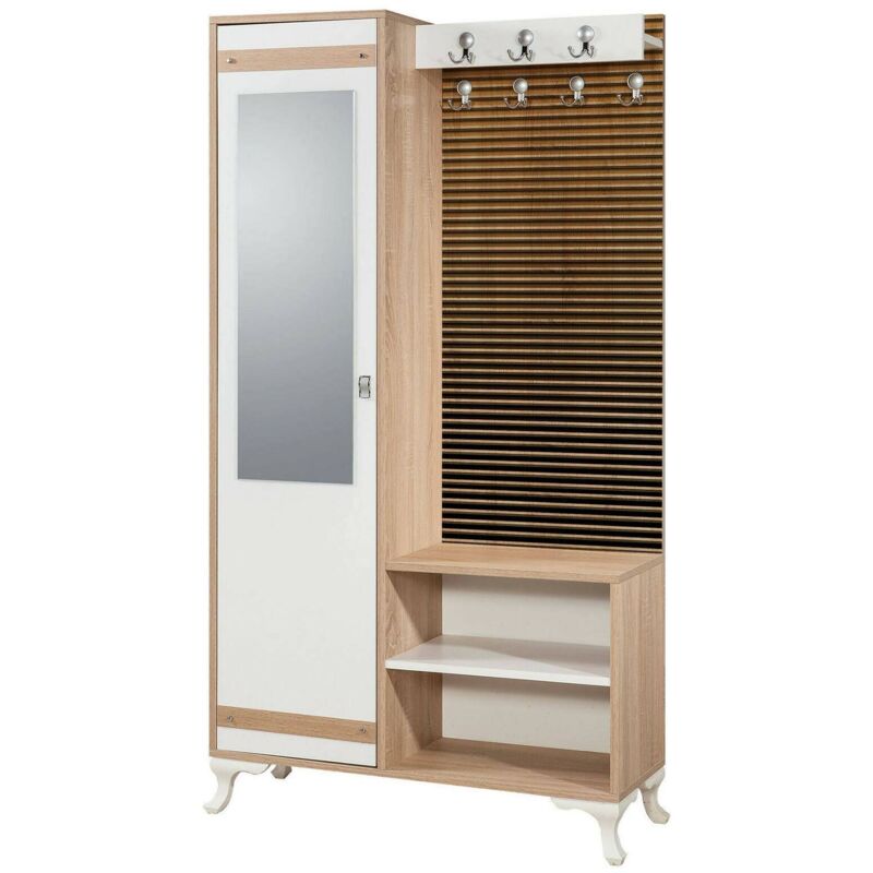 Dmora - Meuble d'entrée Dpontiss, Crochet d'entrée, Composition pour l'atrium, Console de rangement multifonction, 100x36h190 cm, Chêne