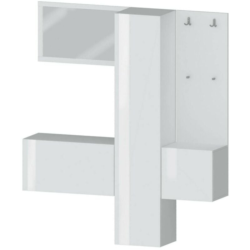 Dmora - Meuble d'entrée Vernante, Armoire multifonctionnelle à 3 portes, Cintre mural avec miroir, 170x35h190 cm, Blanc, avec emballage renforcé