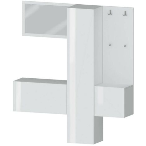 Dmora - Meuble d'entrée Vernante, Armoire multifonctionnelle à 3 portes, Cintre mural avec miroir, 170x35h190 cm, Blanc, avec emballage renforcé