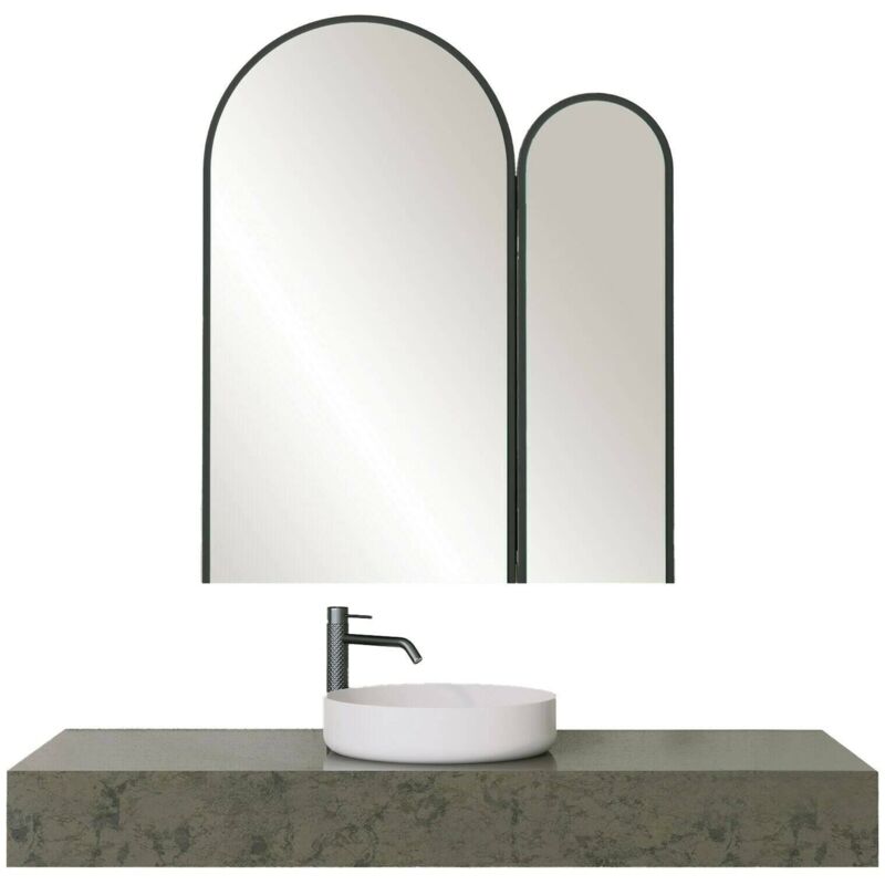 Dmora - Meuble sous lavabo Chara, Armoire de toilette, Récipient pour lavabo, Meuble d'évier, 50x12h45 cm, Noir, avec emballage renforcé