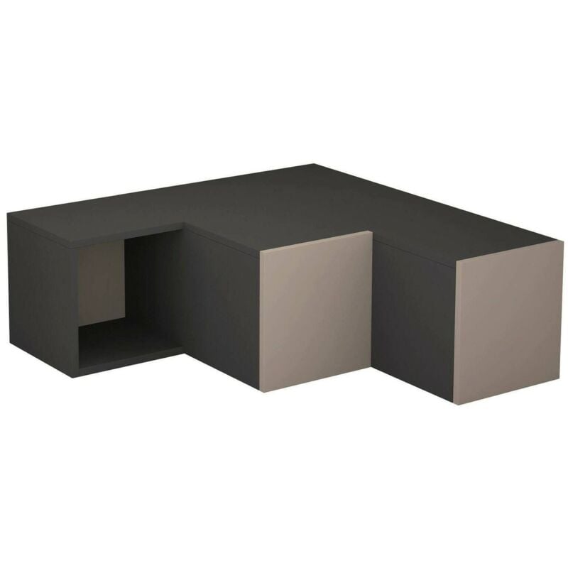 Meuble tv Alya, Buffet de salon, Armoire basse pour tv, Base murale de rangement, 90x92h32 cm, Anthracite et Beige, avec emballage renforcé - Dmora