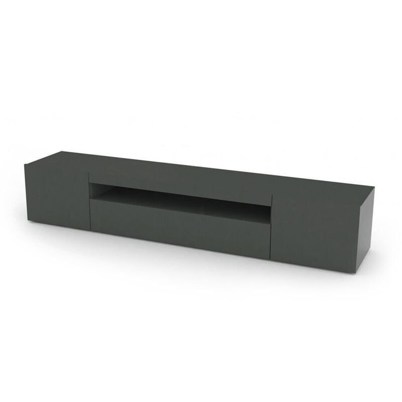 Meuble tv de salon, Made in Italy, Meuble tv avec 3 portes et étagères, cm 200x40h37, couleur anthracite brillant, avec emballage renforcé - Dmora