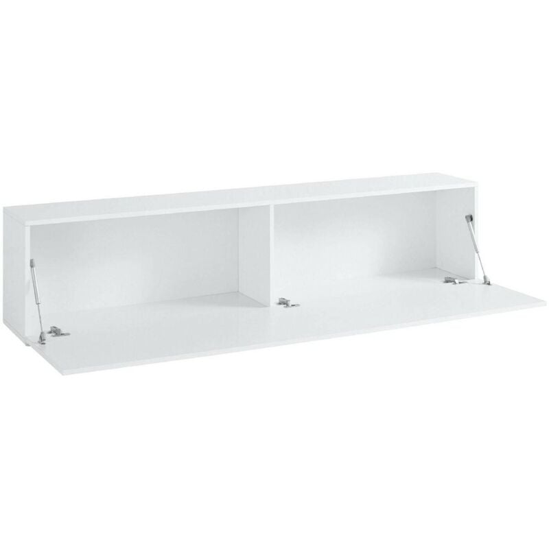 Dmora - Meuble tv de salon, Made in Italy, Meuble tv avec 1 abattant, 180x30h40 cm, coloris blanc brillant