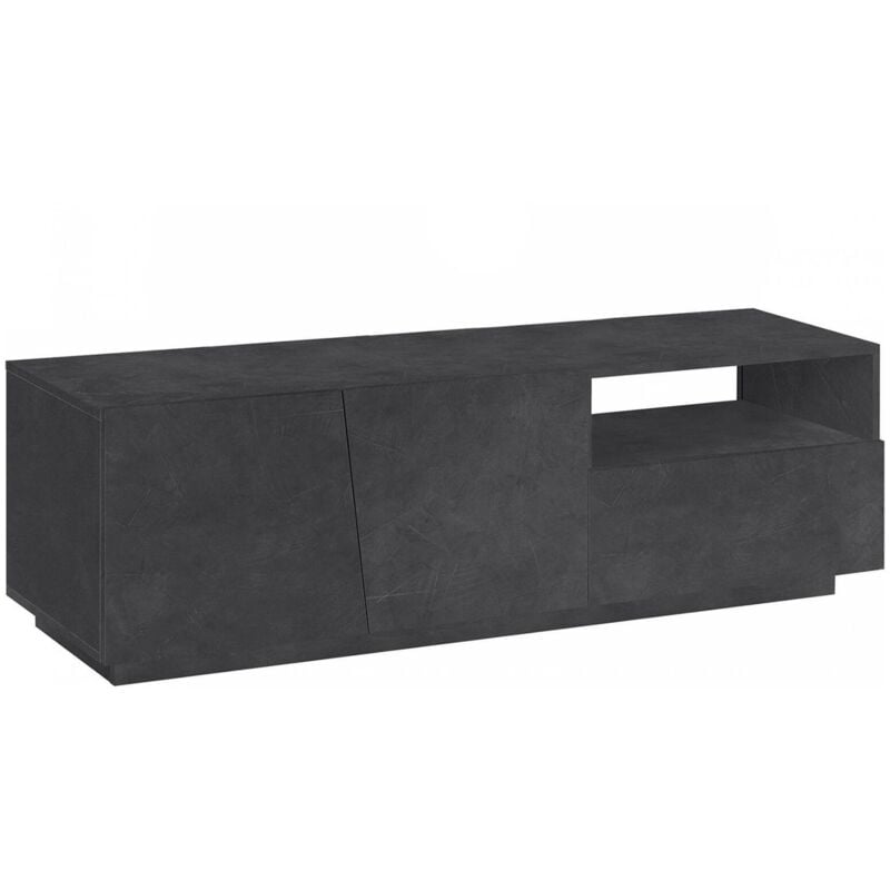 Dmora - Meuble tv de salon, Made in Italy, Meuble tv avec 2 portes et 1 tiroir, cm 150x43h46, couleur Gris ardoise