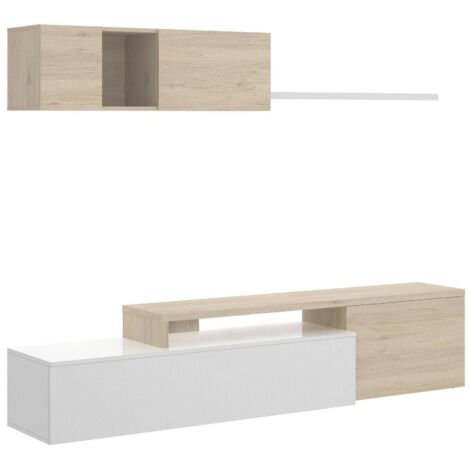 Dmora – Meuble TV modulable d'angle 201x41h180 cm – Panneaux mélaminés résistants aux chocs – Compatible jusqu'à 65 pouces – Assemblage réversible