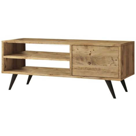 Dmora - Meuble TV Nunk, Buffet de salon, Armoire basse pour TV, Base murale de rangement, 110x40h44 cm, Chêne, avec emballage renforcé