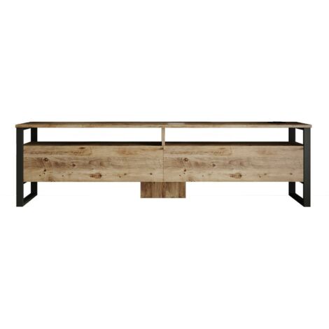 Dmora - Meuble TV Thuban, Buffet de salon, Armoire basse pour TV, Base murale de rangement, 180x36h56 cm, Chêne, avec emballage renforcé