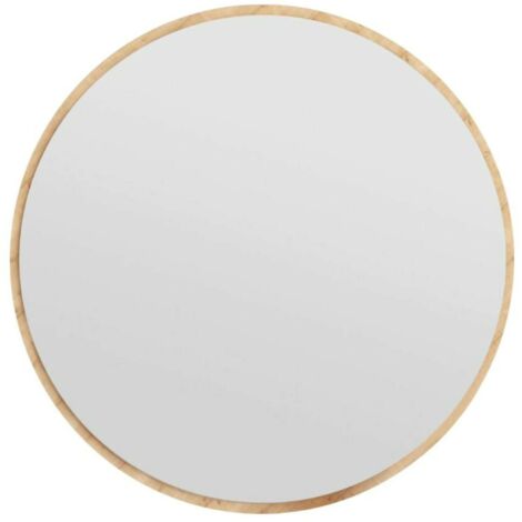 Dmora - Miroir Dlucchin, Verre miroité, Objet d'ameublement mural, Décoration avec miroir, 60x2h60 cm, Chêne